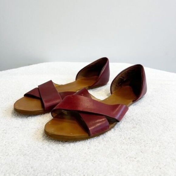 Madewell Red Leather The Thea Crisscross Flat Sandals Women’s 9 Shoes *Read - Picture 6 of 12
